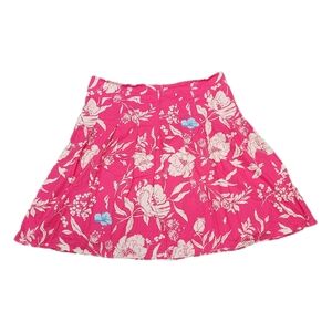 Vintage Y2K Handmade Size M Floral Pleated Mini Skirt 90s Ribbon Belt Side Zip